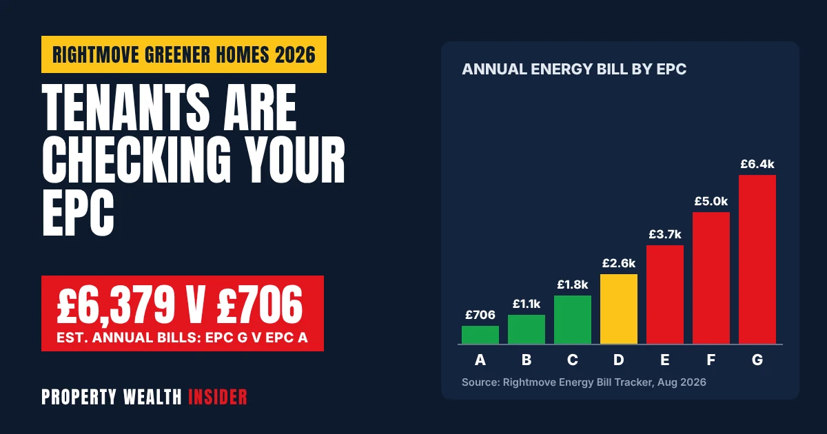 Bar chart graphic showing estimated annual energy bills rising from £706 for EPC A to £6,379 for EPC G